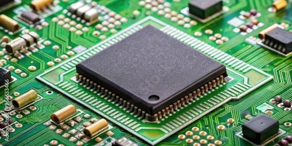 Fototapeta Small electronic unit on printed circuit board, small, electronic, unit, PCB, technology, circuit, board, microchip