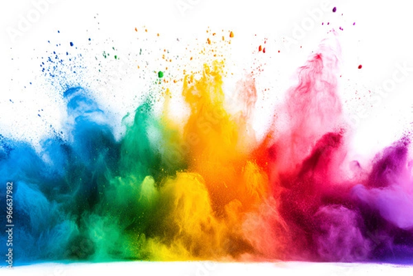 Fototapeta A vibrant explosion of colored powder creating a dynamic and artistic visual effect.