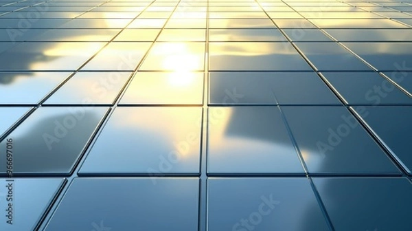 Fototapeta Glossy metallic surface reflecting light