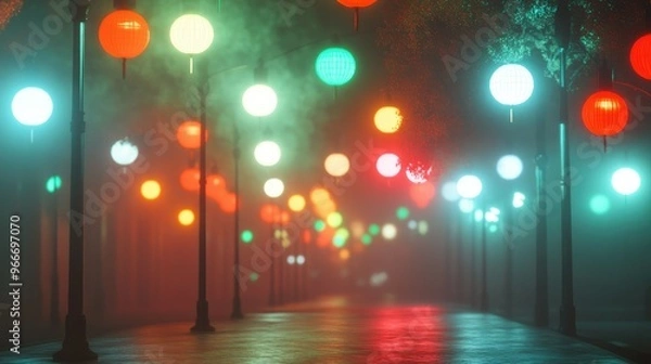 Fototapeta Colorful lights in a dreamy haze