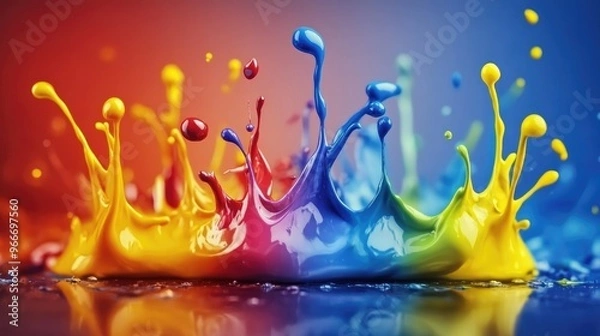 Fototapeta Dynamic paint splatters in artistic formation