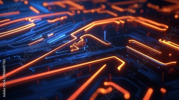 Fototapeta Glowing lines symbolizing AI innovation