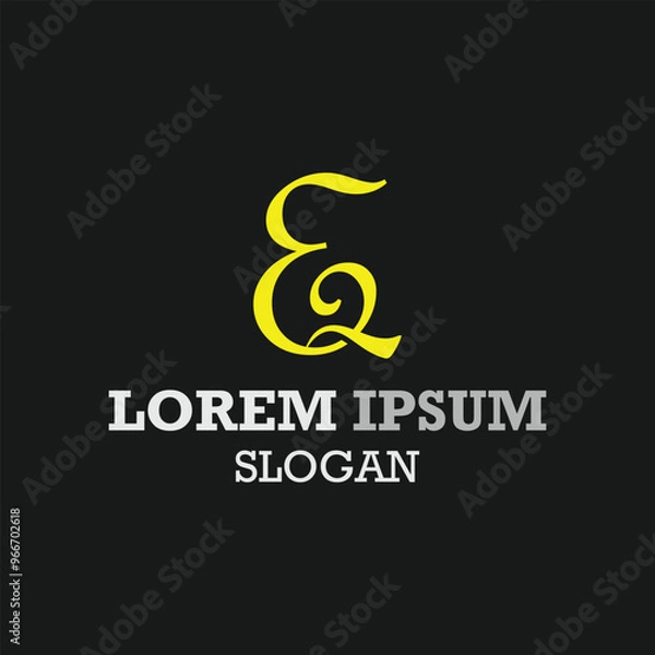 Fototapeta vector design elements for your company logo, eq monogram logo. modern logo design, business corporate template. eq icon.