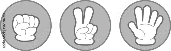 Fototapeta Rock, scissors, paper hand gesture icon set. grey color. Vector Illustration
