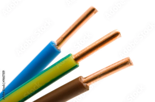 Fototapeta Macro detail of a cable on white background