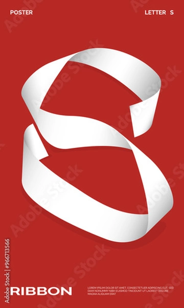 Obraz Letter S ribbon poster print design