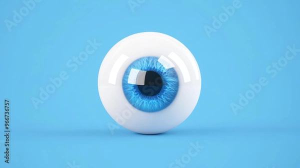 Obraz A captivating vector illustration of a spinning 3D eyeball on a clean, minimalist background for a dynamic visual effect.