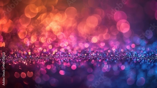 Fototapeta A vibrant abstract background featuring colorful bokeh lights in shades of orange, pink, and blue.