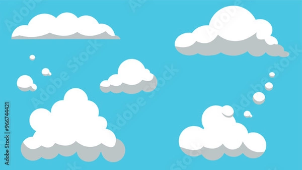 Fototapeta Nubes en ilustracion vectorial, ilustracion de nubes, cielo con nubes, nubes dibujos