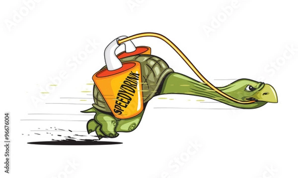 Fototapeta Fast Atletic Turtle Powered By Speed Energy Drink