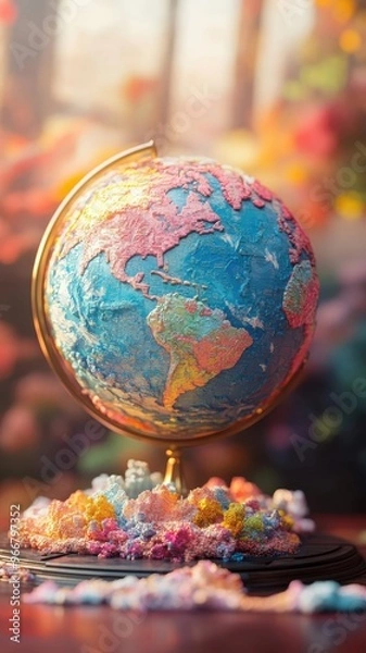 Fototapeta Stylized 3D style world with enhanced depth and vivid colors.