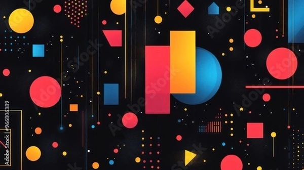 Fototapeta A vibrant and intricate piece of art featuring geometric shapes, colorful circles,