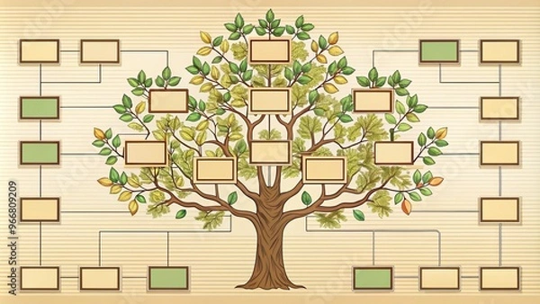 Obraz A set of printable family tree chart templates in diverse designs enables genealogists to trace their ancestors and