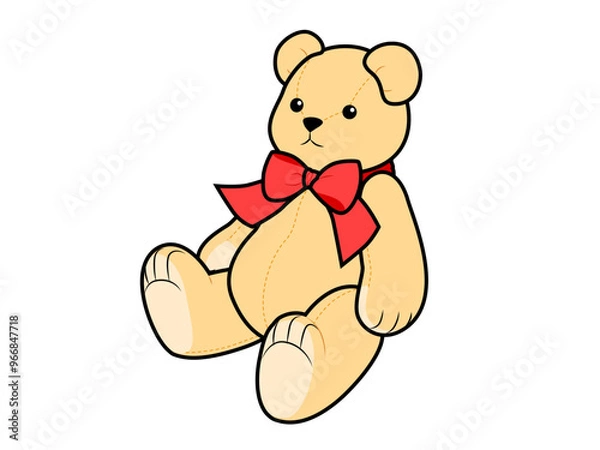 Obraz 赤いリボンのテディベア　黒縁