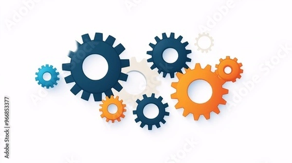 Fototapeta Interlocking gears symbolize seamless software integration, representing the synchronization and collaboration of different software systems