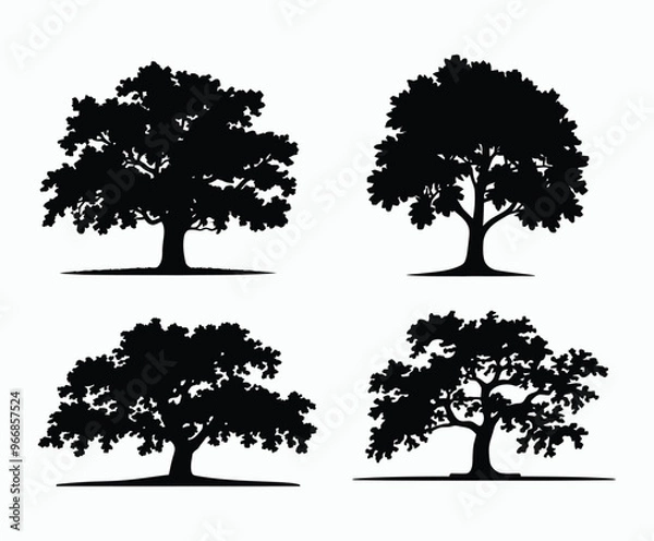 Fototapeta Oak tree silhouette EPS vector file illustration template