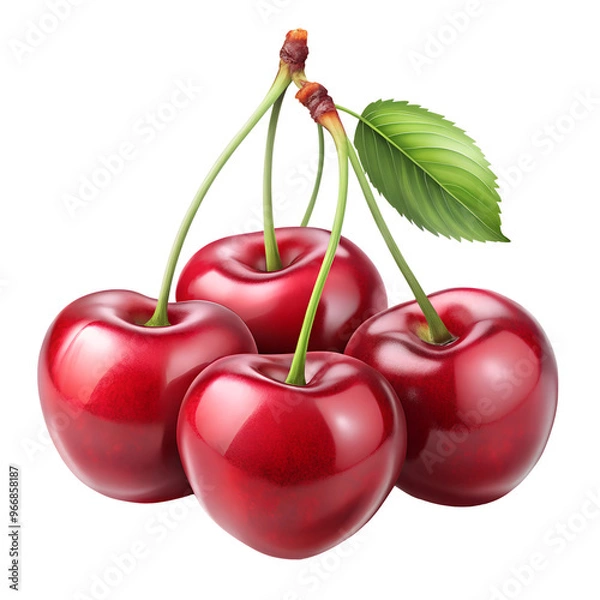 Fototapeta red cherry isolated on a transparent background PNG