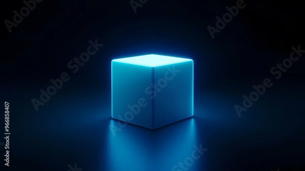 Fototapeta Minimalist tech design with glowing cube