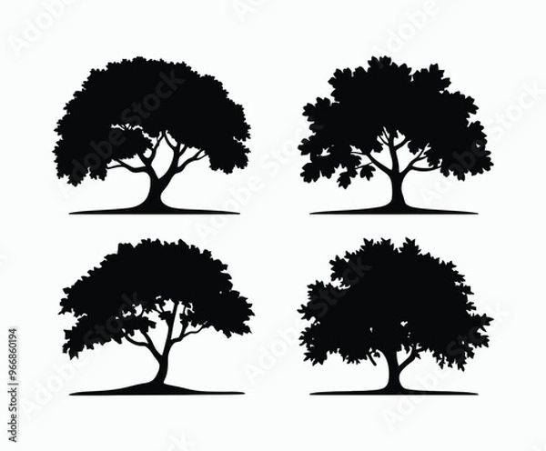 Fototapeta Oak tree silhouette EPS vector file illustration template