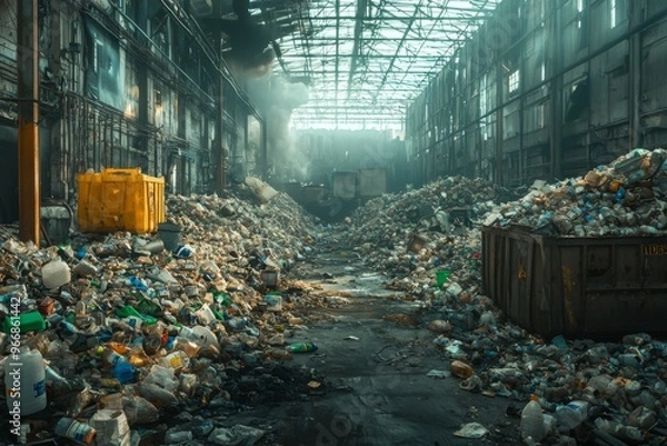 Fototapeta Waste landfill illustration created with Generative AI