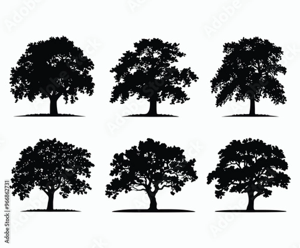 Fototapeta Oak tree silhouette EPS vector file illustration template