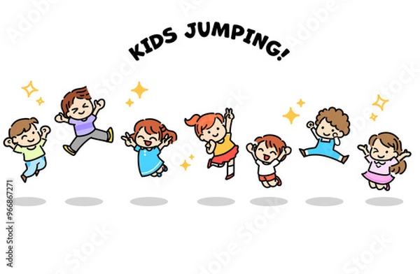 Obraz 元気な子ども達 ジャンプ