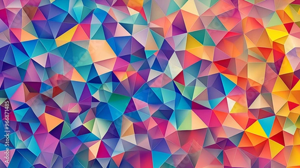 Obraz This colorful background is made of triangles, creating a modern and abstract look. It's perfect for adding a unique touch to your designs.