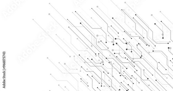 Obraz Black circuit diagram on white background. High-tech circuit board connection system.Vector abstract technology on a white background.