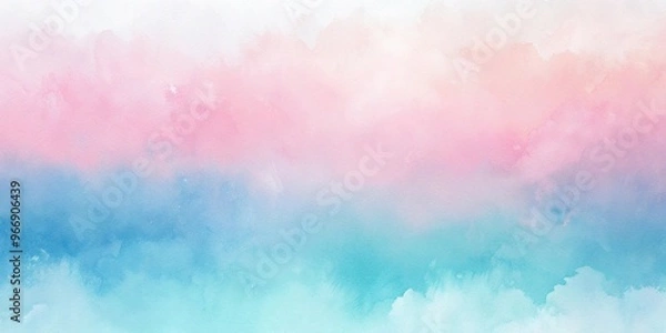 Fototapeta soft watercolor gradient background transitioning from pastel pink to light blue with brush strokes and blended colors