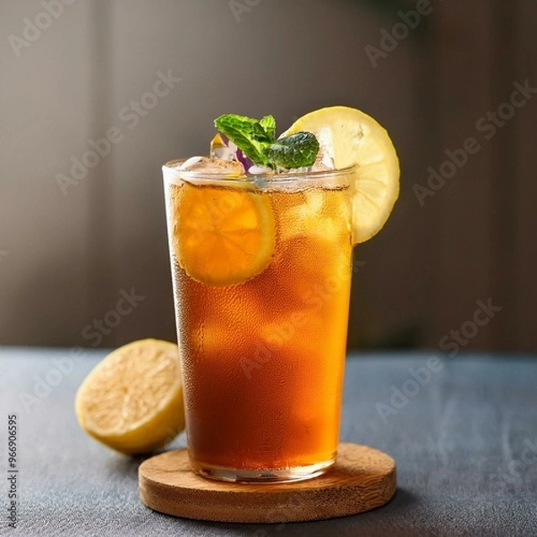 Fototapeta iced tea with lemon