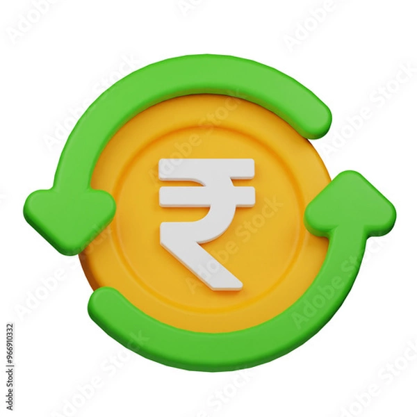 Fototapeta rupee flow 3d icon isolated on the transparent background