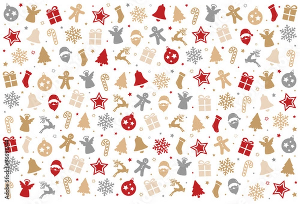 Fototapeta christmas colorful pattern decoration elements background