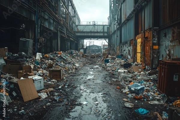 Fototapeta Waste landfill illustration created with Generative AI