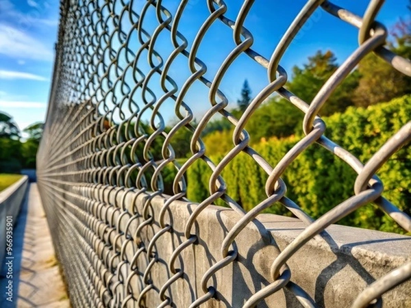 Fototapeta A sturdy barrier comprises interlocking concrete wires, providing a strong and durable perimeter for homes, commercial properties, or public spaces, offering safety and security.
