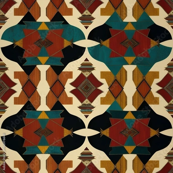 Obraz Ethiopian Tibeb seamless geometric pattern