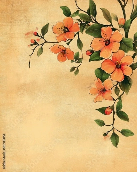 Fototapeta Vintage floral design on a classic backdrop