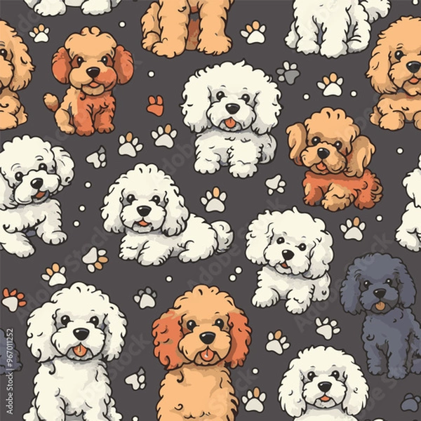 Obraz Dog seamless pattern. Poodle background. Vector illustration.
