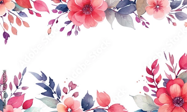 Obraz A frame of flowers with a white background that says spring