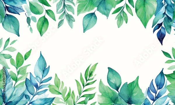 Obraz A floral frame with green leaves and a place for text