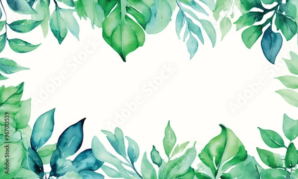 Obraz A floral frame with green leaves and a place for text