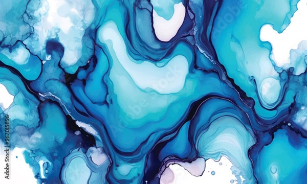 Obraz Soft blue alcohol ink background abstract fluid art painting