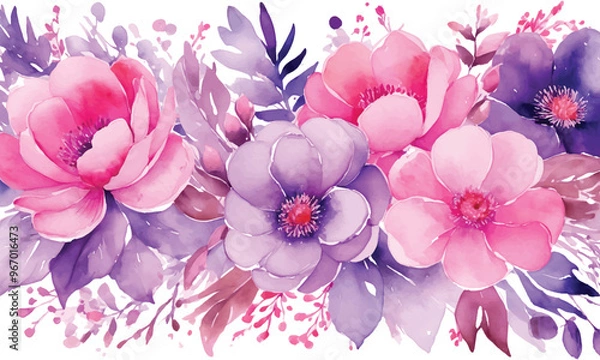 Obraz A colorful floral pattern with different flowers and leaves