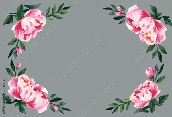 Fototapeta pink rose frame
