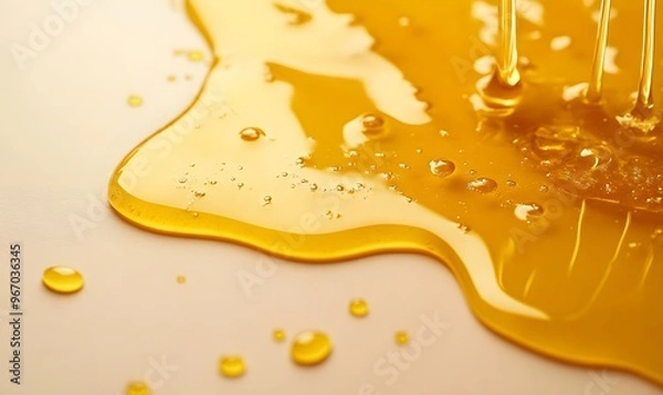 Fototapeta honey dripping on a light beige background