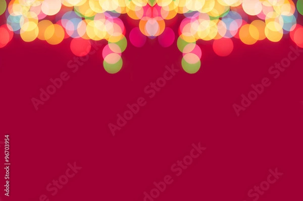 Fototapeta Christmas abstract red background with bokeh lights