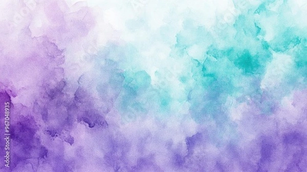 Obraz A beautiful watercolor background showcasing soft purple and teal hues, ideal for creative projects and design aesthetics.