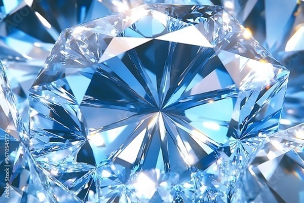 Fototapeta Diamond texture close up. blue gem 