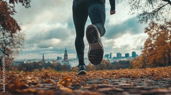 Fototapeta Close_up_of_Dynamic_photo_of_a_person_doing_a workout, running