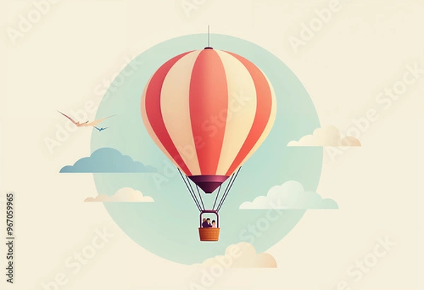 Obraz Vector of a hot air balloon in pastel colors.
