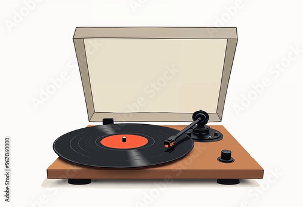 Obraz Simple vector of a vintage vinyl record player.
